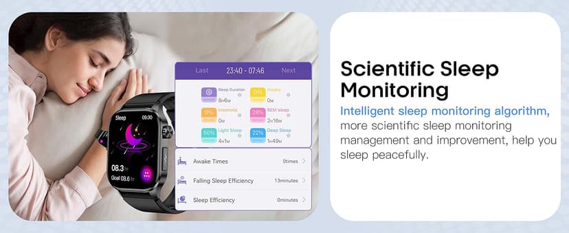 Advanced Health Smartwatch for Women Men with Real-Time Monitoring of Heart Rate, Blood Oxygen, Body Temperature, Blood Pressure, Sleep Auality and Stress Levels.Always-On Display, for Android & iOS