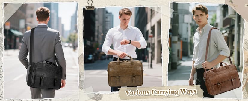 RAINSMORE Messenger Bag for Men 16 Inch Laptop Bag Vintage Leather Waterproof Laptop Briefcases Large Computer Satchel Bag