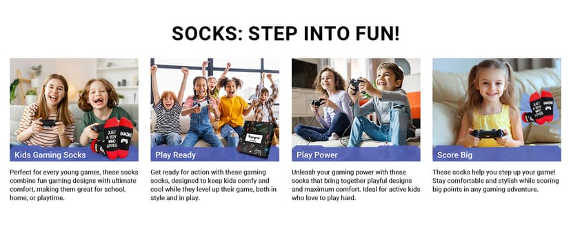 HAPPYPOP Gaming Gifts Teen Boys - Baseball Hockey Football Basketball Gaming Socks for Men