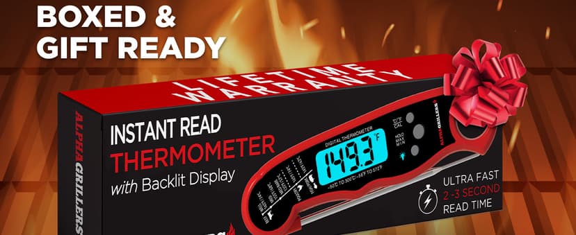 Alpha Grillers Meat Thermometer Digital - Instant Read Food Thermometer for Cooking Grilling Air Fryer Griddle Probe Kitchen Gadgets Essentials BBQ Accessories Grill Gifts for Men Him Dad Birthday