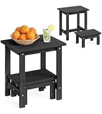 LUE BONA Folding Adirondack Chair, Chairs Set of 4, Cup Holder, Woodgrain, Fire Pit, Patio, Pool, Black