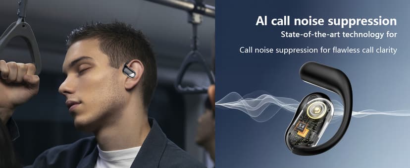 Open Ear Wireless Earbuds Headphones, Bluetooth Built-in Mic,Waterproof, LED Display Charging Case,on Ear Hooks clip Ear Buds,Ultra-Comfort Earphones Design for Running Fitness workout office gym