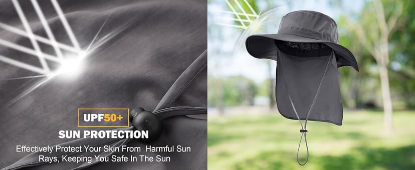 Home Prefer Outdoor UPF50+ Mesh Sun Hat Wide Brim Fishing Hat with Neck Flap Sun Hat for Men Women