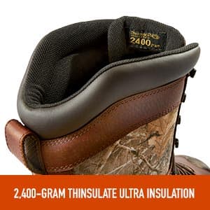 Guide Gear Leather Hunting Boots for Men Monolithic Extreme Waterproof Insulated, 2,400-gram Thinsulate Ultra