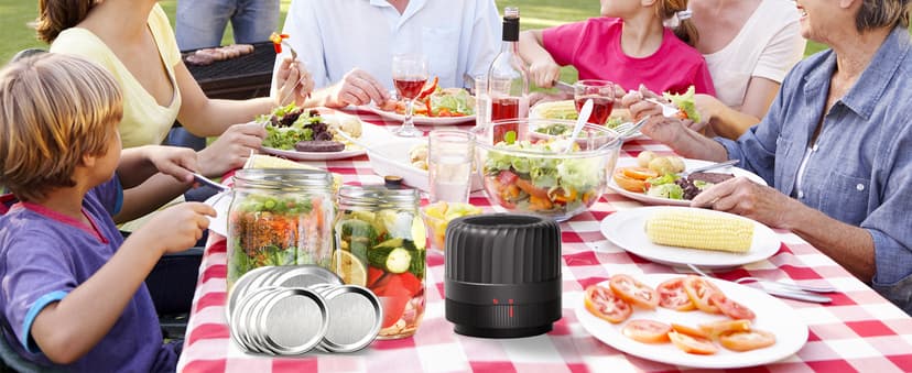 Electric Mason Jar Vacuum Sealer Kit for Wide-Mouth & Regular-Mouth Mason Jars, Food Saver Vacuum Canning Sealer Machine Includes 10 Jar Lids