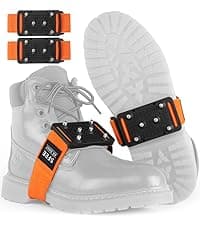 Sfee Crampons Ice Cleats for Shoes and Boots, 28 Steel Shoe Spikes Ultra-Grip Ice Cleats for Men Women Non-Slip Snow Traction Ice Grippers for Shoes and Boots for Walking, Hiking, Climbing, Fishing