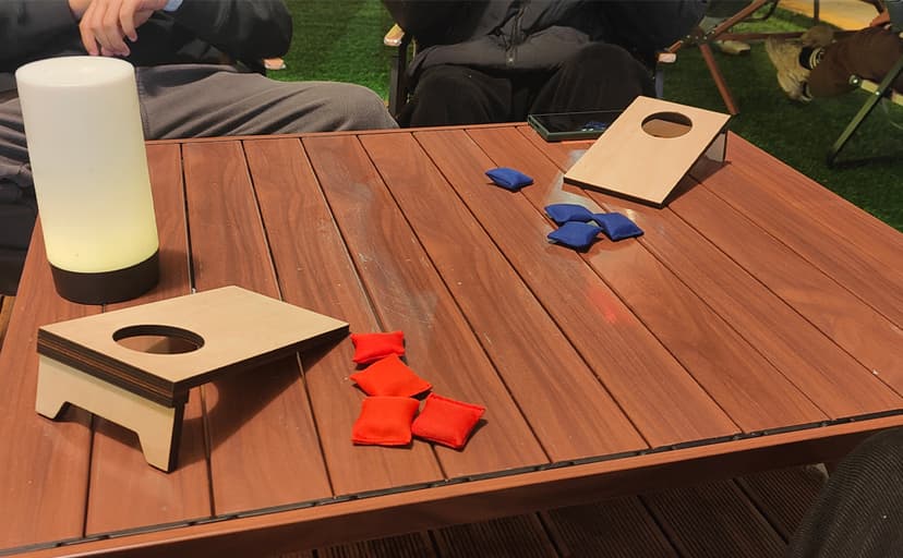2PCS Mini Tabletop Cornhole Boards, 4.7" W x 7.7" L Wooden Desktop Toss Game with 8 Bean Bags, Portable Game Set for Travel Home