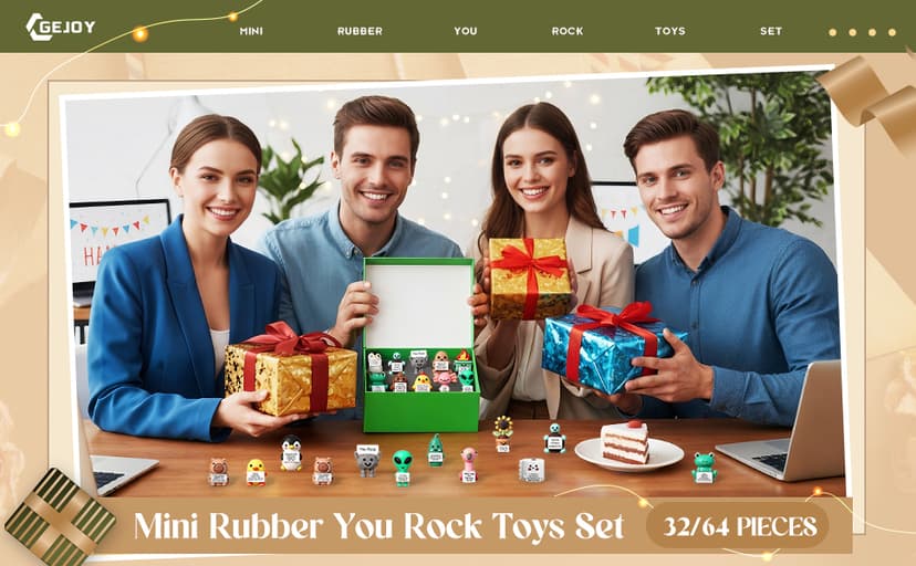 Desktop Ornaments, Christmas, Valentine's, Inspirational Gifts, for Employees, Coworkers, Staff, Teachers, Teams, and Friends Gejoy 16 Pcs Mini Rubber You Rock Figures Positive Gifts, 16 Style Novel B0FQNZSM8V