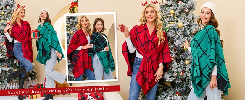 Moss Rose Women's Shawl Wrap Poncho Ruana Cape Open Front Cardigan Shawls for Fall Winter