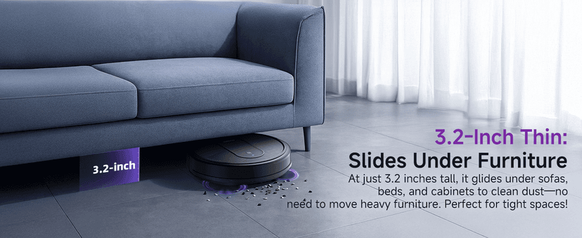 MONSGA Robot Vacuum Cleaner, 4000Pa Powerful Suction Robotic Vacuum, 3.2" Super-Slim, 140Min Runtime, Vacuum Robot for Hard Floor/Low Pile Carpet/Pet Hair, Remote/App/Voice Control, Schedule Clean