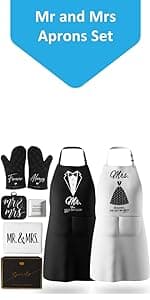 Mr & Mrs Aprons for Couple Gift-Anniversary,Bridal Shower,Wedding,Engagement,Christmas Gifts for Couple,Kitchen Gift Set