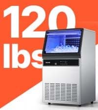 VEVOR Commercial Ice Maker Machine, 120 lbs/24H Ice Production, 33 lbs Storage Bin, 45 Cubes per Cycle, Stainless Steel Under Counter & Freestanding Ice Maker with LED Display, for Home Bar Restaurant