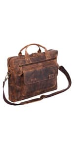 Leather briefcase 18 inch laptop messenger bag for men and women best satchel office bag