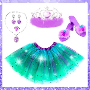 Toddler Dress Up Clothes Shoes Jewelry Set, Princess Costume Include Unicorn Mermaid, Pretend Play for Little Girls Age 3-6 HAMSILY Princess Dress Up for Girl 3 4 5 6 Years Old Birthday Gifts Toys B0B6FTH2HD