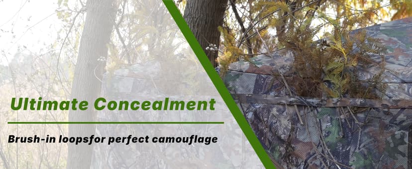 Hunting Blind 360 Degree See Through, 2-3 & 3-4 Person Pop Up Ground Blind for Deer and Turkey, Portable Camouflage Tent with Quiet Zipper Door and Carrying Bag