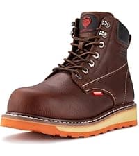 SUREWAY Mens Heavy Duty Soft/Composite/Steel Toe Work Boots for Men-Comfortable,GoodyearWelt,Full Grain Leather,6 in Wedge Moc Toe Construction Boots/Shoes