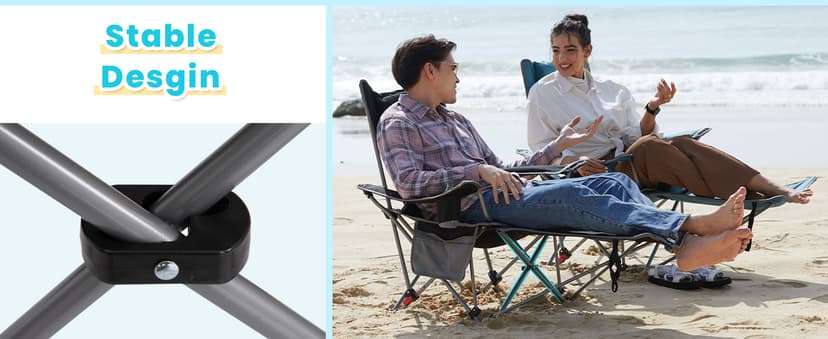#WEJOY 2-in-1 Reclining Camping Chair with Footrest for Adults Folding Lounge Chair with Adjustable Backrest Lightweight Camping Chairs Heavy Duty Camp Chairs for Outdoor