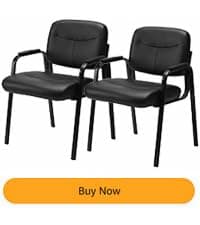 Sweetcrispy Waiting Room Guest Chair, Stationary Office Reception Chairs No Wheel, Comfy Padded Arms and Seld Base, for Conference Room Lobby Home Computer Desk Bedroom Elderly, Deep Black