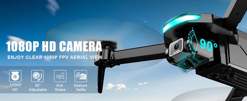 Drone with Camera for Adults and Beginners, 1080P HD FPV Foldable Mini Drone for Kids, 2 Batteries, Carrying Case, Trajectory Flight, Gravity Control, One-Key Takeoff/Landing, 360° Flip, Toys for Gift