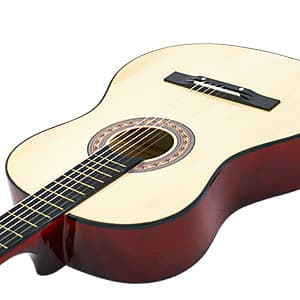 38 Inch Beginner Acoustic Guitar, 6-String Guitar Starter Kit for Starters with Gig Bag, Strings, Strap, Pitch Pipe and Pick, Natural
