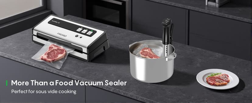 FRESKO Vacuum Sealer Machine with Automatic Bag Detection, Double Heat Seal, Compact Food Sealer, Easy to Use, Starter Kit