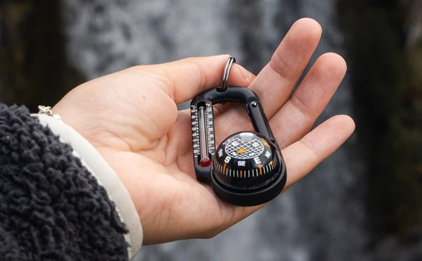 Sun Company TempaComp - Ball Compass and Thermometer Carabiner | Hiking, Backpacking, and Camping Accessory | Clip On to Pack, Parka, or Jacket