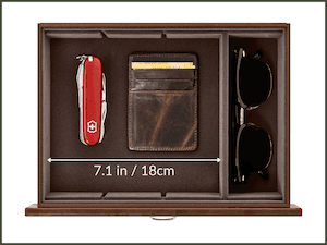 TAWBURY 6 Slot Watch Box for Men - Luxury Watch Jewelry Box for Men with Storage for Sunglasses, Cufflinks | Men's Jewelry Box with Watch Storage | Watch Display Case (Brown)