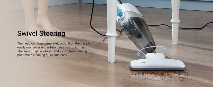 Eureka Corded Stick Vacuum Cleaner for Home Pet Hair, Lightweight Stick Vacuum Cleaner with Powerful Suction for Carpet Tile and Hard Floor, Aqua Blue, 3-in-1 Handheld Vac NES100