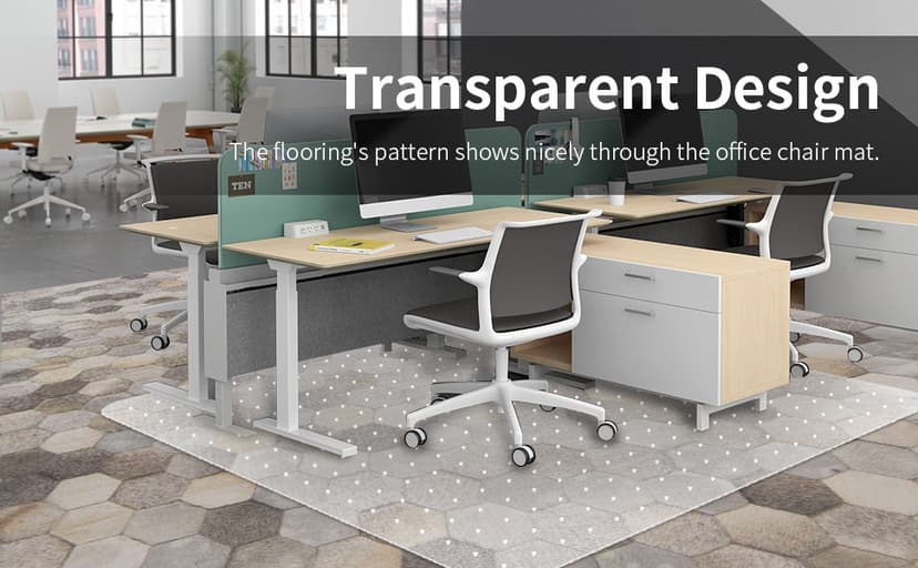 Office Chair Mat for Carpeted Floor, 63"x51" Clear Desk Mat for Carpet Large Protector Floor Mat On Low Pile Carpets, Easy Glide Rolling Plastic Floor Mat, Computer Chair Mat for Home Office