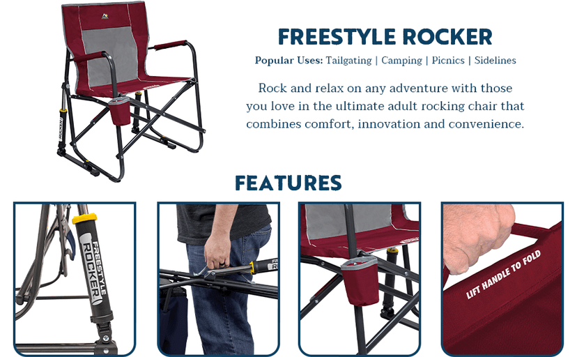 GCI Outdoor Freestyle Rocker Outdoor Rocking Chair with Beverage Holder