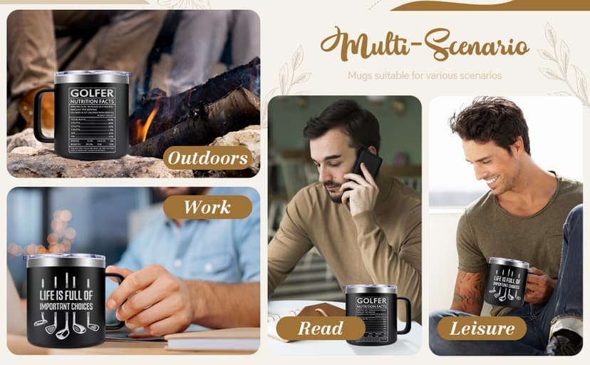 Fufendio Golf Gifts for Men, Women - Unique Mens Golf Gift for Christmas, Birthday - Cool Gifts for Golfers, Dad, Grandpa - Life Is Full of Important Choices, 14oz Golfer Coffee Mug