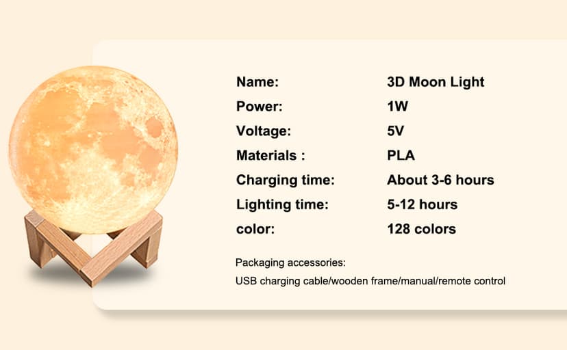 CPLA Moon Lamp Upgrade 128 Colors, Gifts for Women Men Friends Her Mom Sister, Christmas, Birthday, Anniversary, House Warming Gifts New Home, Diameter 6 inch