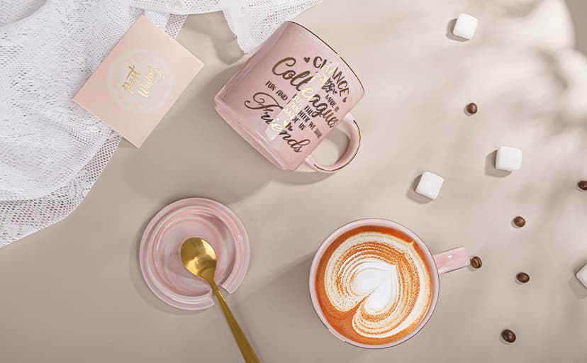 Going Away Farewell Gifts for Coworkers Female, Coworkers Birthday Office Appreciation Gift, Cup with Greeting Card, Gift Box Coworker Leaving Gifts for Women, Funny 14oz Pink Marble Gold Print Mug B0C6JT5JKV