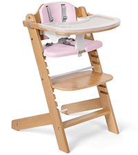 Cowiewie 3-in-1 Convertible Natural Wooden High Chair for Babies & Toddlers 3-Tier Remove & 2 Adjustable Wood Tray & 8 Levels Adjustable, 2 Waterproof Cozy Cushions Grey
