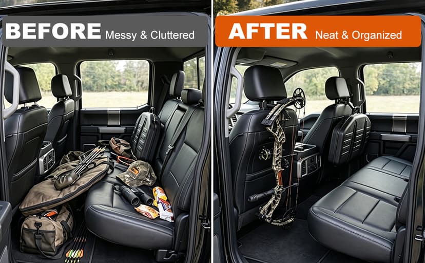 Bow Hanger for Truck, 2 Set Archery Hunting Shooting Bracket Headrest Mount,Universal Compound Bow Holder for Vehicle Storage and Hunting Transport