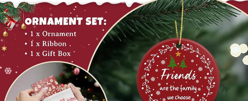 GGEB Friend Christmas Ornaments Gifts for Women Men - 3" Ceramic Christmas Tree Friendship Ornaments for Best Friends Coworkers Bestie Sister - Good Friends Birthday Gifts Ideas Xmas Decorations