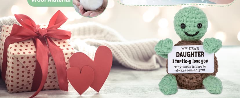 Mini Funny Turtle Daughter Gifts from Mom Dad, Birthday Gifts for Kids Teens Adults Daughter in Law Bonus Step, I Love You Small Cute Stuff Things, Handmade Emotional Positive Crochet Turtle