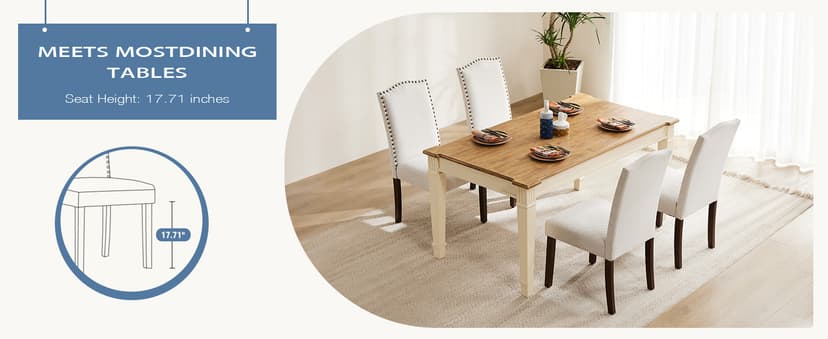 DUMOS Dining Chairs Set of 4, Modern Kitchen Table Chairs with Wooden Legs and Padded Seat for Dining Room/Kitchen/Living Room/Restaurant, Beige