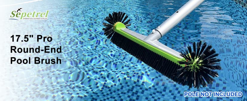 Sepetrel Deluxe Swimming Pool Cleaning Kit Including Professional Leaf Skimmer Net,Half-Depth Fine Mesh Net,17.5" Pool Brush Head & Hand Scrub Brush(NO Pole)