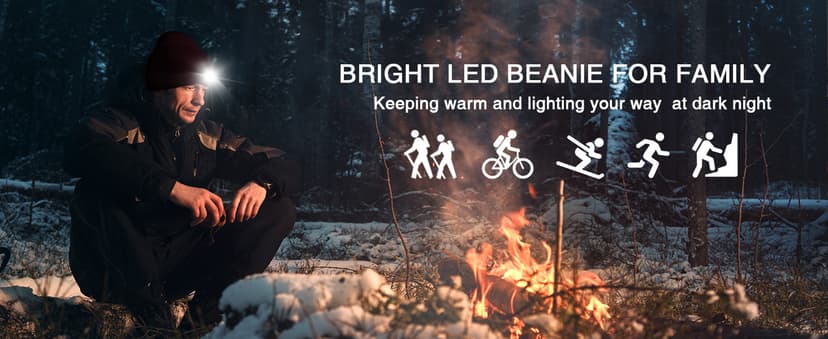 CENSGO Unisex Hat with Light, USB Rechargeable LED Headlamp Beanie, Gifts for Dad Father Men Husband Warm Knitted Cap