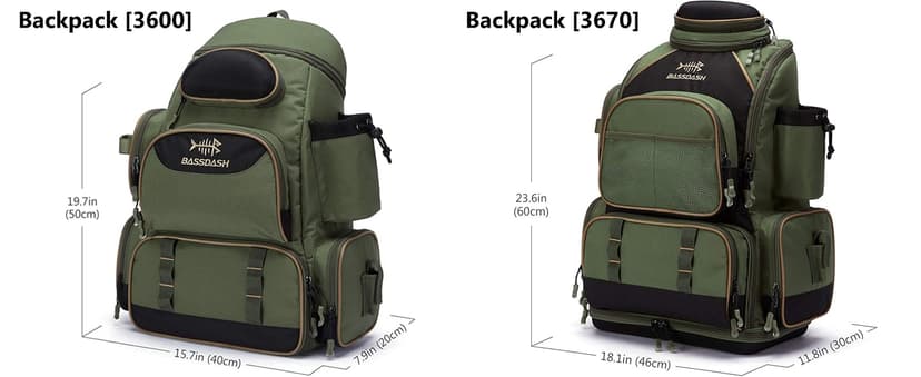 BASSDASH Fishing Tackle Backpack Water Resistant Tactical Bag Soft Tackle Box with Rod Holder and Protective Rain Cover