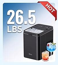 Silonn Ice Maker Countertop, 8 Ice Cubes in 6 Mins, 26.5 lbs/24H, 2 Bullet Ice Sizes, Self-Cleaning Bullet Ice Maker, Portable Ice Machine for Kitchen, Party, Office, and RV Camping