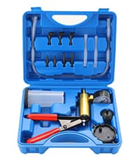 weyleity 2-in-1 Brake Bleeder & Vacuum Pump Kit | Essential for Brake & Clutch Maintenance, Handheld Vacuum Brake Bleeder Pump with Pressure Gauge, Adapters, and Case (Red)