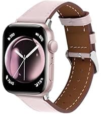 Thin Soft Goatskin Women Leather Bands Compatible With Apple Watch Band 49mm 46mm 45mm 44mm 42mm 41mm 40mm 38mm, Premium Lightweight Slim Leather Straps for iWatch Ultra SE 11 10 9 8 7 6 5 4 3 2 1