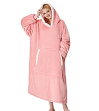 yescool Wearable Blanket Hoodie - Birthday Christmas Gifts for Women Mom Girlfriend, Oversized Flannel Sherpa Cozy Hooded Blanket Sweatshirt Adult With Hood Pocket & Sleeves, One Size Fits All (Grey)