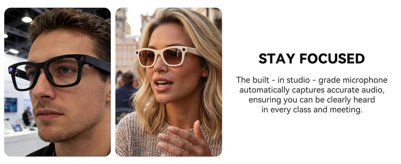 2026 AI Smart Glasses with Camera,8MP HD Video Recording Camera Glasses,Voice Control,Object Recognition,Real-Time Translation,Smart Sunglasses with Bluetooth Call,for Travel, Conferences & Vlogging