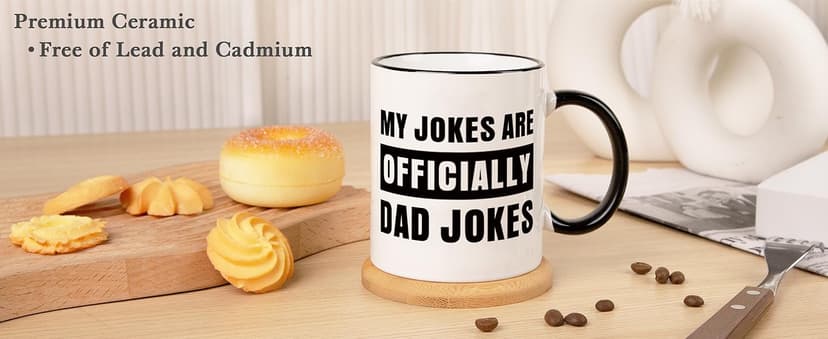 Aurahouse New Dad Gifts First Time, Officially Dad Jokes Mug, Pregnancy Announcement for Husband Funny, Daddy to Be Gifts for 1st Time Dads Birthday Baby Shower Fathers Day, Expecting Father Gift