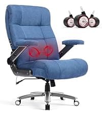 500LBS Massage Office Chair with Foot Rest, 3D Kneading Massage Home Office Desk Chairs, 22.83” Wide Big and Tall Office Chair for Heavy People, Ergonomic Reclining Gaming Chairs, Black