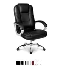 NEO CHAIR Desk Office Gaming Computer Chair Ergonomic Executive Mid-Back Leather with Adjustable Padded Flip-Up Armrests Cushion Wheels Swivel for Home Study Task (Black White)
