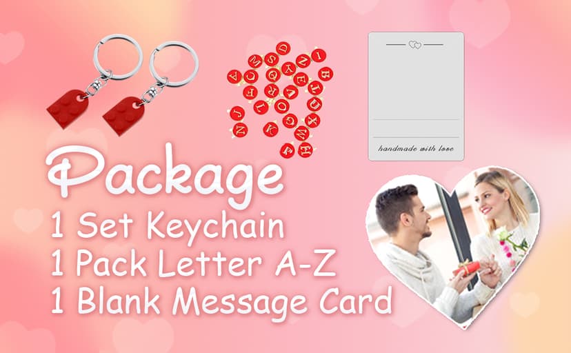 Personalized Brick Matching Heart Keychains - Valentine's Gifts for Mom, Dad, Couple, Boyfriend, Girlfriend, Lovers